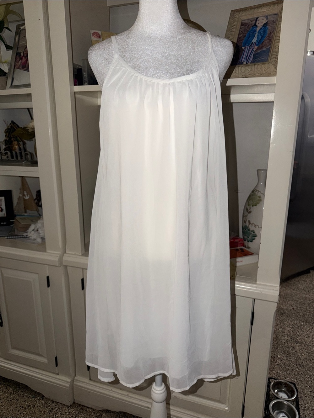 Lightweight White Slip Chemise with Spaghetti Straps